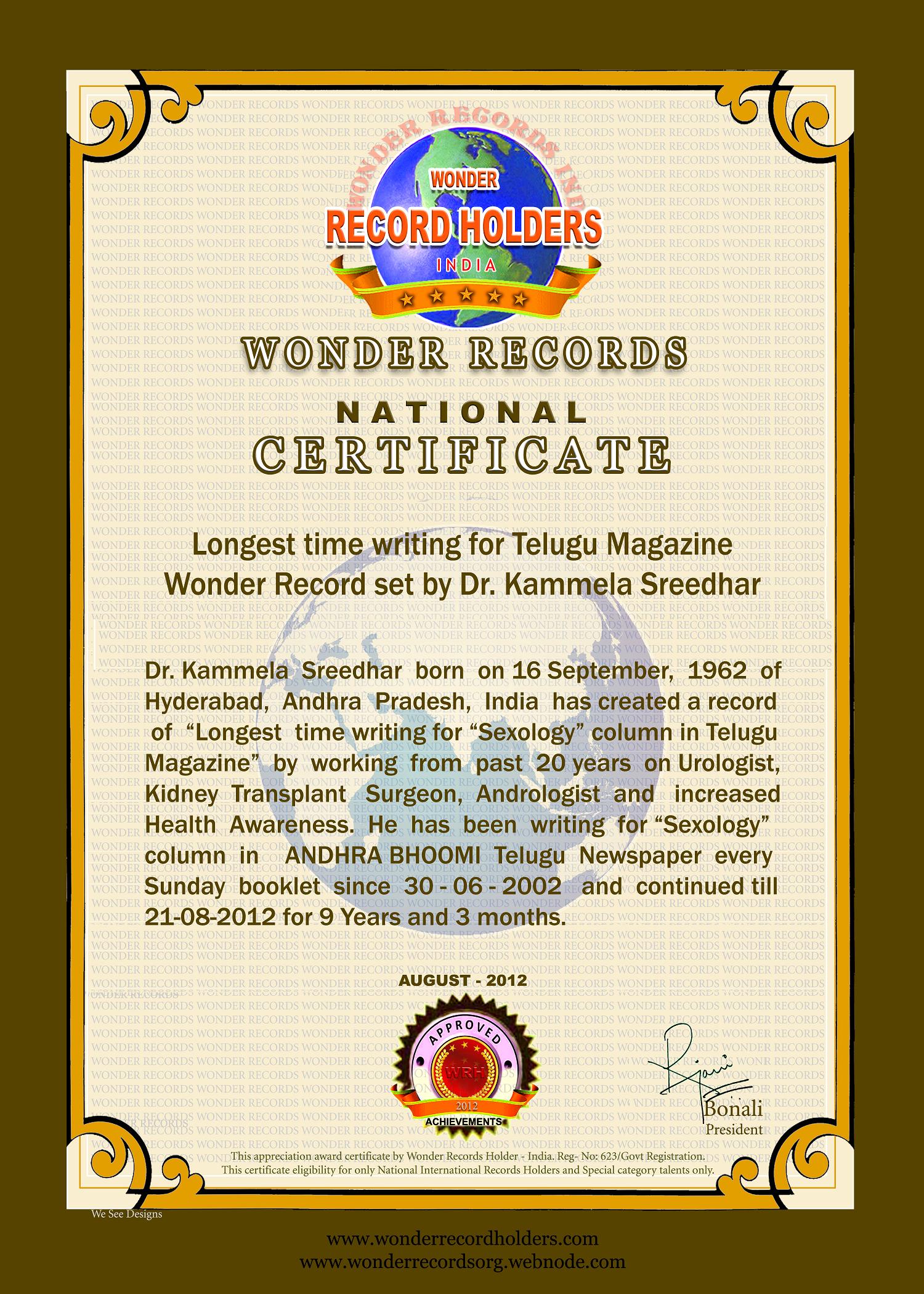 Wonder Record Holders India